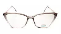 Soigné Female Large Cat Eye Spectacle Frame.Clear Gray
