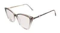 Soigné Female Large Cat Eye Spectacle Frame.Clear Gray