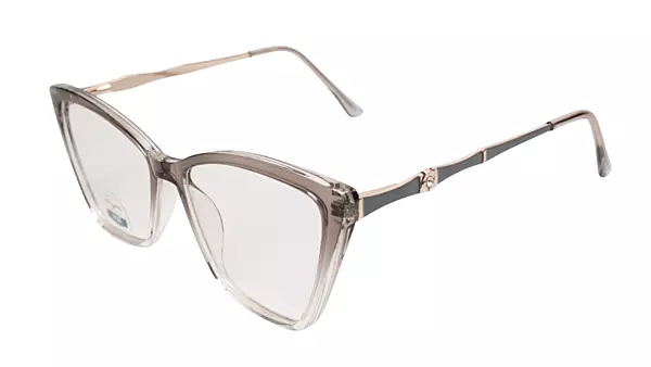 Soigné Female Large Cat Eye Spectacle Frame.Clear Gray