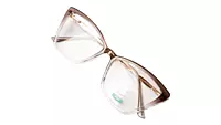 Soigné Female Large Cat Eye Spectacle Frame.Clear Gray