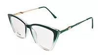 Soigné Female Large Cat Eye Spectacle Frame.Clear Green