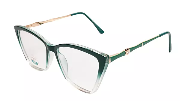Soigné Female Large Cat Eye Spectacle Frame.Clear Green