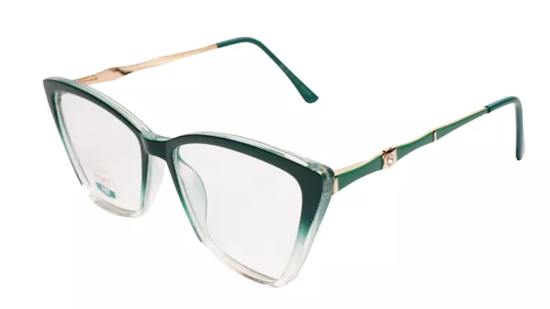 Soigné Female Large Cat Eye Spectacle Frame.Clear Green