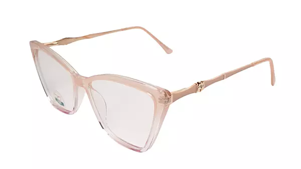 Soigné Female Large Cat Eye Spectacle Frame.Clear Pink