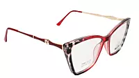 Soigné Female Large Cat Eye Spectacle Frame.Clear Red&Black