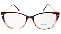 Soigné Female Large Cat Eye Spectacle Frame.Brown&Clear