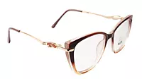 Soigné Female Large Cat Eye Spectacle Frame.Brown&Clear