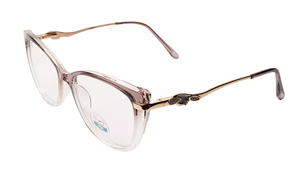 Soigné Female Large Cat Eye Spectacle Frame.Light Brown&Clear
