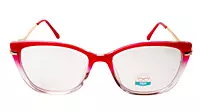 Soigné Female Large Cat Eye Spectacle Frame.Red&Clear