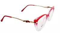Soigné Female Large Cat Eye Spectacle Frame.Red&Clear