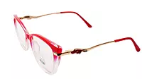 Soigné Female Large Cat Eye Spectacle Frame.Red&Clear
