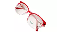 Soigné Female Large Cat Eye Spectacle Frame.Red&Clear