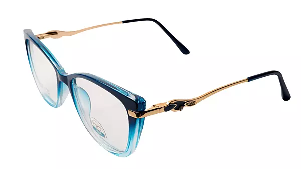 Soigné Female Large Cat Eye Spectacle Frame.Green&Clear