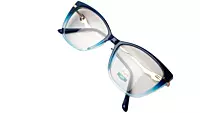Soigné Female Large Cat Eye Spectacle Frame.Green&Clear