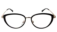 Soigné Female Large Cat Eye Spectacle Frame.Black&Golden