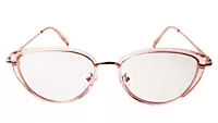 Soigné Female Large Cat Eye Spectacle Frame.Clear Pink&Rose Gold Color