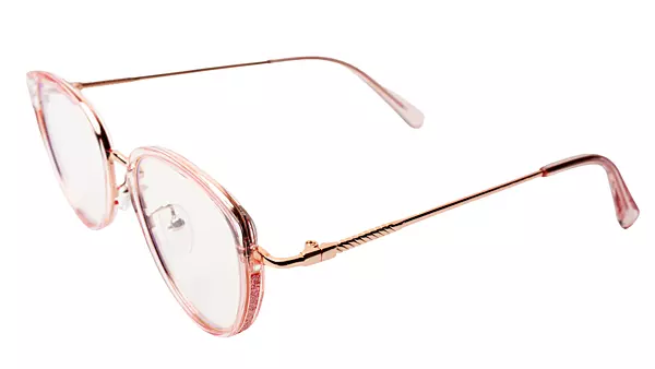 Soigné Female Large Cat Eye Spectacle Frame.Clear Pink&Rose Gold Color