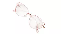 Soigné Female Large Cat Eye Spectacle Frame.Clear Pink&Rose Gold Color