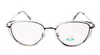 Soigné Female Large Cat Eye Spectacle Frame.Clear Gray&Silver Color
