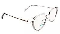 Soigné Female Large Cat Eye Spectacle Frame.Clear Gray&Silver Color