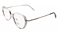 Soigné Female Large Cat Eye Spectacle Frame.Clear Gray&Silver Color
