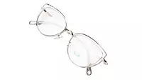 Soigné Female Large Cat Eye Spectacle Frame.Clear Gray&Silver Color