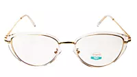 Soigné Female Large Cat Eye Spectacle Frame.Transparent&Gold Color
