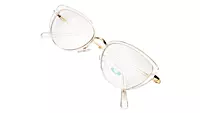 Soigné Female Large Cat Eye Spectacle Frame.Transparent&Gold Color