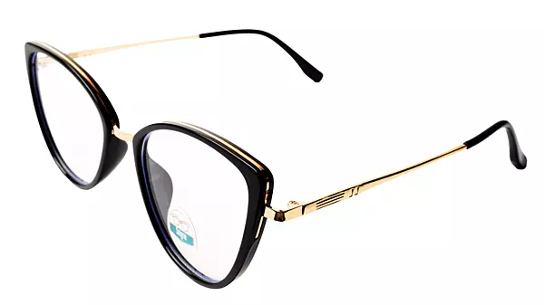Soigné Female Large Cat Eye Spectacle Frame.Black&Gold