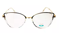 Soigné Female Large Cat Eye Spectacle Frame.Transparent&Gold