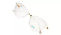 Soigné Female Large Cat Eye Spectacle Frame.Transparent&Gold
