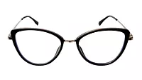 Soigné Female Large Cat Eye Spectacle Frame.Black&Silver Frame