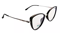 Soigné Female Large Cat Eye Spectacle Frame.Black&Silver Frame