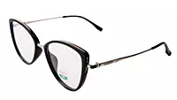 Soigné Female Large Cat Eye Spectacle Frame.Black&Silver Frame
