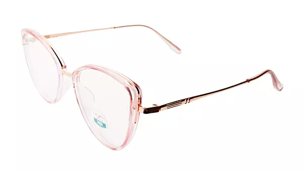 Soigné Female Large Cat Eye Spectacle Frame.Clear Pink&Rose Gold