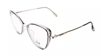 Soigné Female Large Cat Eye Spectacle Frame.Clear Gray&Silver