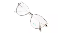 Soigné Female Large Cat Eye Spectacle Frame.Clear Gray&Silver