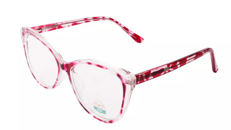 Soigné Female Medium Cat Eye Spectacle Frame.Red&Transparent
