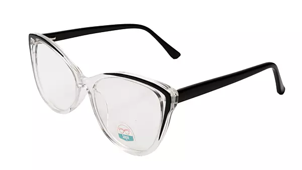 Soigné Female Medium Cat Eye Spectacle Frame.Transparent & Black