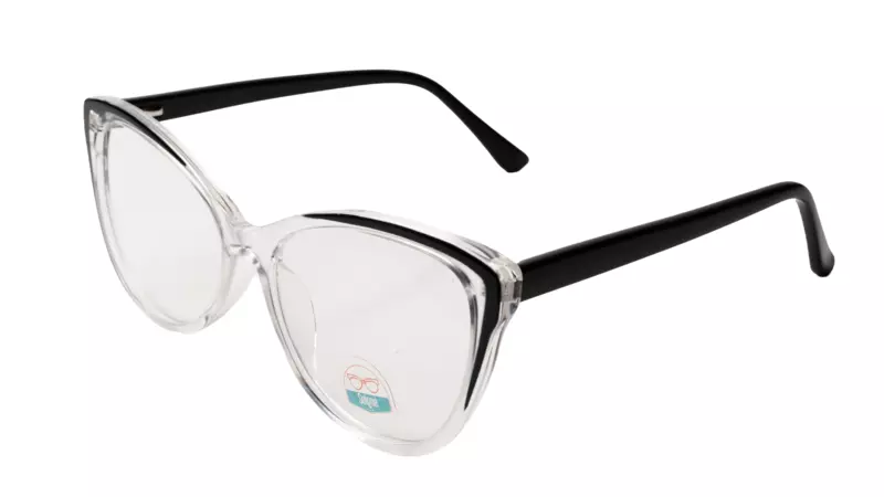 Soigné Female Medium Cat Eye Spectacle Frame.Transparent & Black