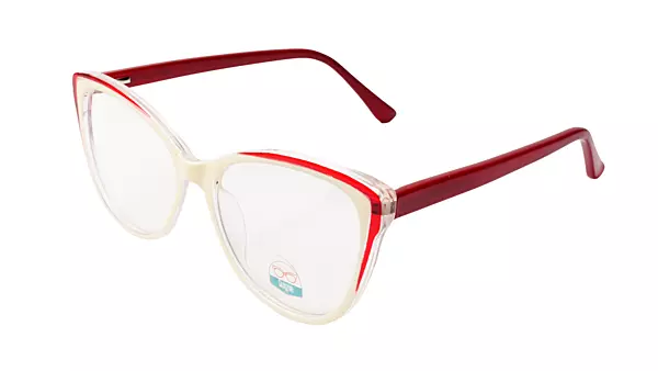 Soigné Female Medium Cat Eye Spectacle Frame.Red & White