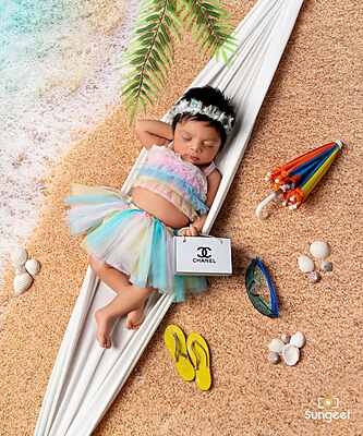 Fabric Baby Backdrop - Beach Type 1 - 5x7 Feet Fabric Baby Backdrop - Beach Type 1 - 5x7 Feet
