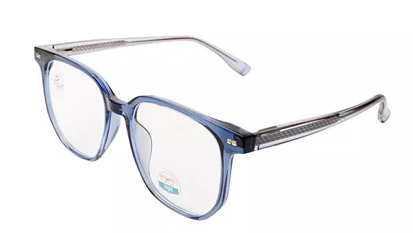 Soigné Unisex Oversized Square Spectacle Frame.Clear Blue