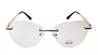 Soigné Female Large Rimless Cat Eye Spectacle Frame.Gold&Black