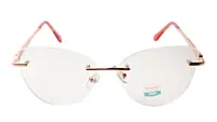 Soigné Female Large Rimless Cat Eye Spectacle Frame.Gold&Pink