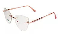 Soigné Female Large Rimless Cat Eye Spectacle Frame.Gold&Pink