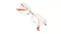 Soigné Female Large Rimless Cat Eye Spectacle Frame.Gold&Pink