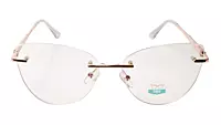 Soigné Female Large Rimless Cat Eye Spectacle Frame.Gold&Transparent