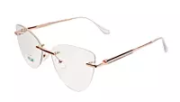 Soigné Female Large Rimless Cat Eye Spectacle Frame.Gold&Transparent