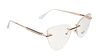 Soigné Female Large Rimless Cat Eye Spectacle Frame.Gold&Transparent